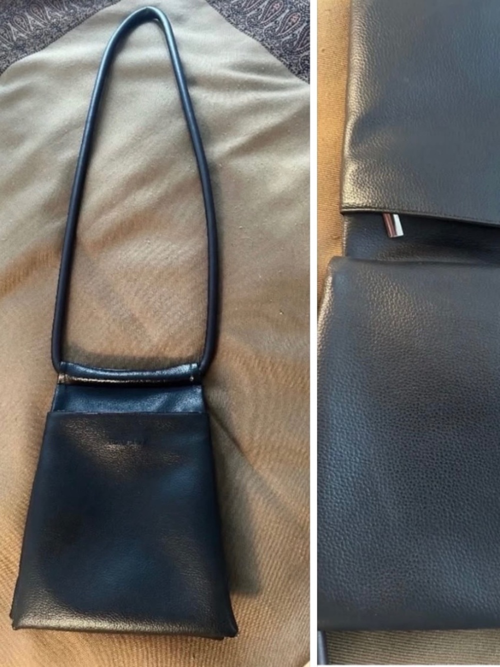 Multi-compartment leather crossbody bag